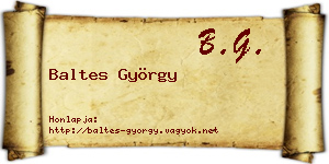 Baltes György névjegykártya